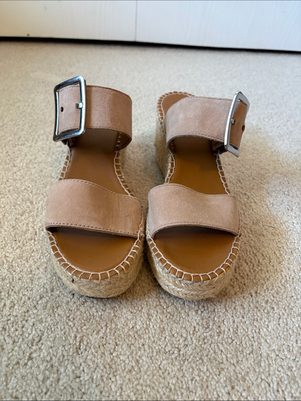 Franco Sarto Beige Suede Espadrille Platform Sandals
